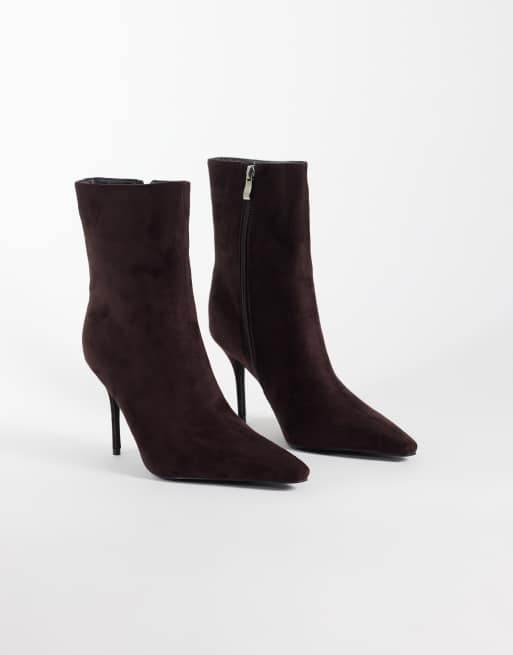 RAID Nerissa faux suede stiletto heel high ankle boots in brown, 2 of 4