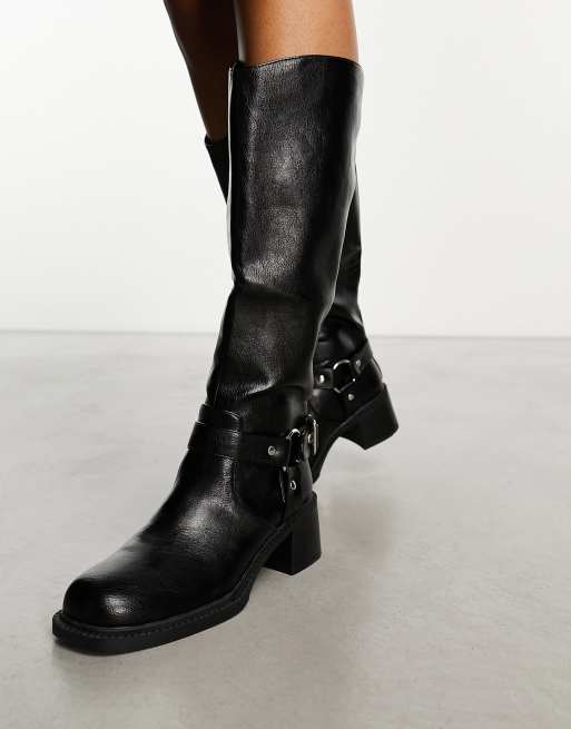 Ladies knee high outlet biker boots