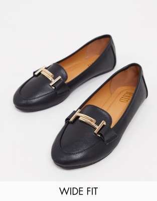 raid wide fit - RAID – Nidhi – Loafer mit Schnalle in Schwarz, weite Passform