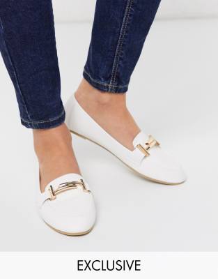 Raid Nidhi Loafer With Gold Snaffle In White ModeSens