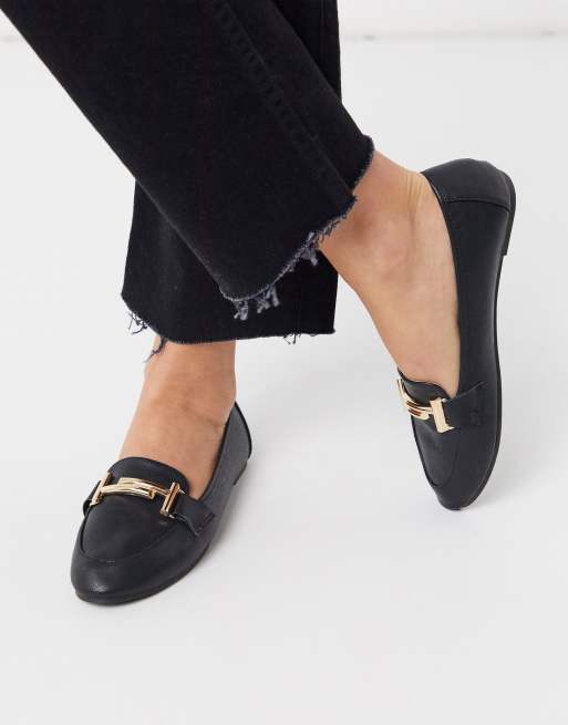 RAID – Nidhi – Svarta loafers med guldfärgat spänne, 3 av 4