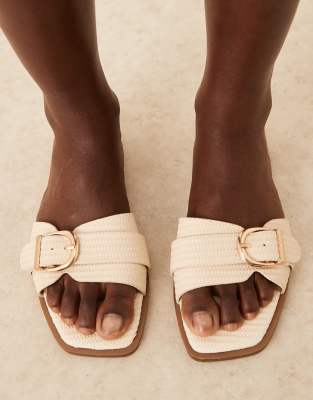 Raid Nikola Buckle Flat Sandals In Neutral
