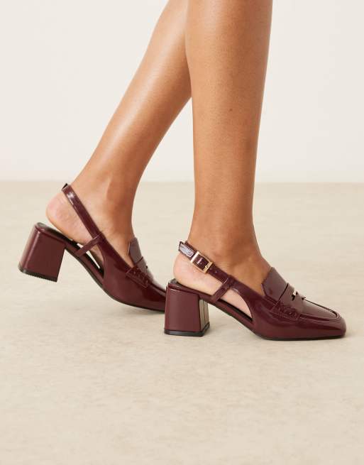 RAID - Nisha - Scarpe con tacco largo bordeaux verniciate con cinturino posteriore, 4 di 4
