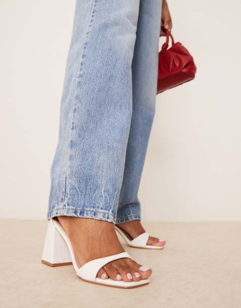 Raid Niya mid block heel sandals in white - view 1