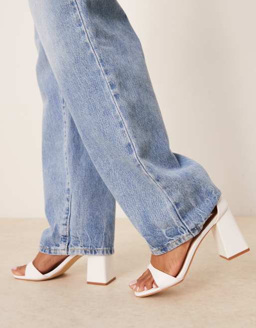 RAID Niya mid block heeled sandals in white, 2 of 4