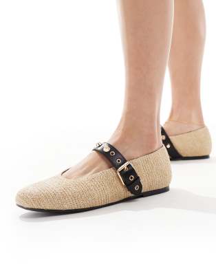 RAID - Novie - Ballerines en jute avec boucle dorée - Jaune-Neutre