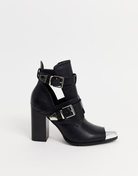 RAID - Opal - Bottines à talons avec éléments métallisés argentés - Noir