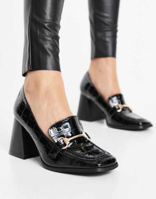 Patent shop heeled loafers