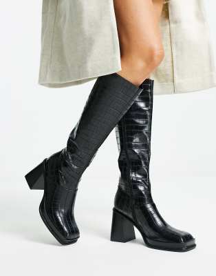 grey knee high boots new look