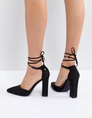 ankle tie block heels