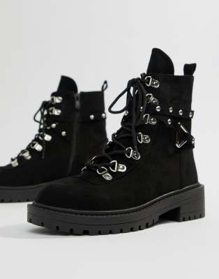 chunky black hiker boots