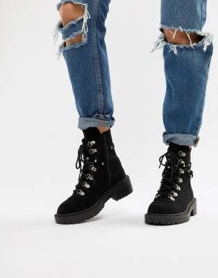 raid perrie black chunky hiker boots