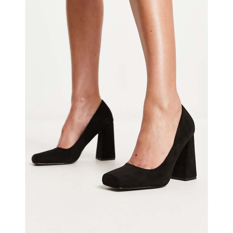 Black square sale toe court shoes