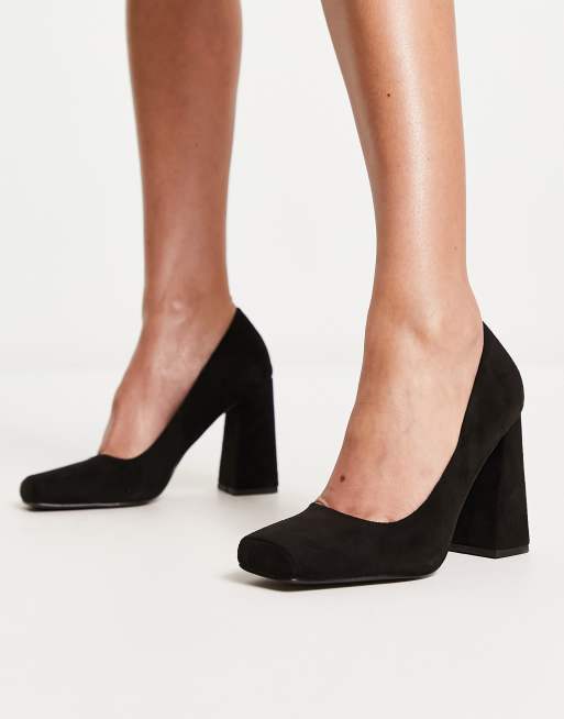 Black square shop toe court shoes