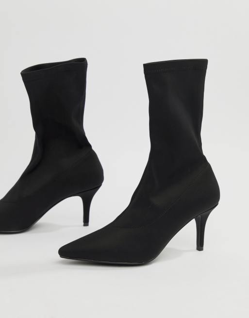 Minetom Stivaletti In Maglia Donna, Comodi Stivali A Calzino Con Tacco A Spillo 8cm, Punta Quadrata, Slip-On Leggeri, Perfetti Per Serate, Lavoro E Vita Quotidiana