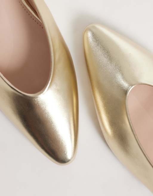RAID - Piella - Scarpe basse color oro con cinturino posteriore, 3 di 4
