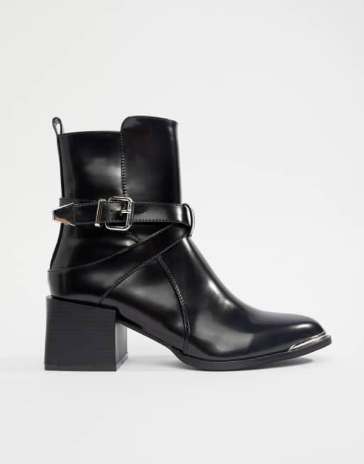 RAID Poppy Black Western Detail Ankle Boots | ASOS