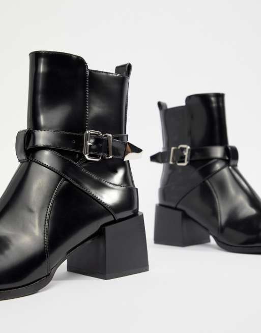 Raid poppy black western detail hot sale ankle boots