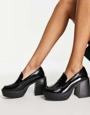 RAID - Presha - Lakleren loafers met plateauzool en hak in zwart