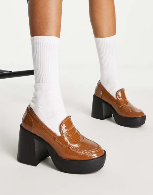 RAID - Presha - Loafers met hak en plateauzool in bruin