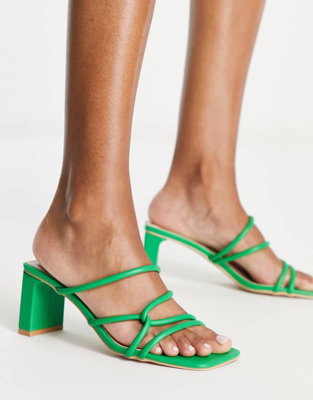 Raid - quintessa strappy mid heel mules in green