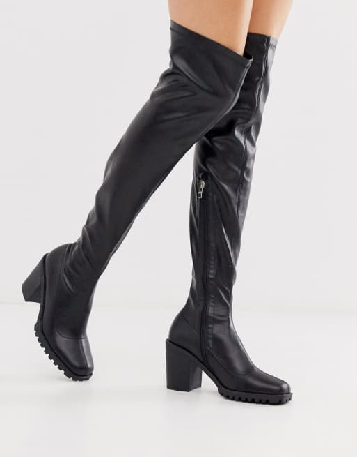 RAID Rebekah black chunky over the knee sock boots