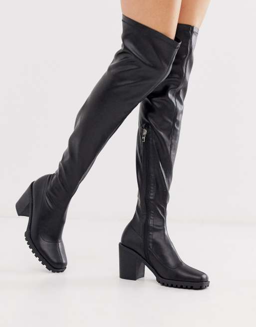 raid pierra chunky over the knee boots in black