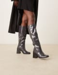 [Raid] RAID Renzo block heeled knee boots in black grey box 42 GREY BOX