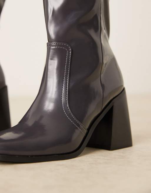 RAID – Renzo – Kniehohe Stiefel in Schwarzgraue Box mit Blockabsatz, 4 von 4