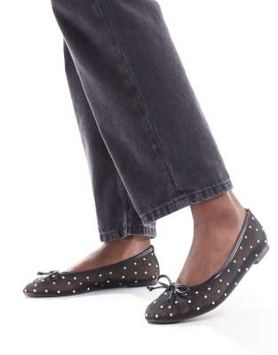Raid RAID Rimpi embellished ballet flats in black mesh