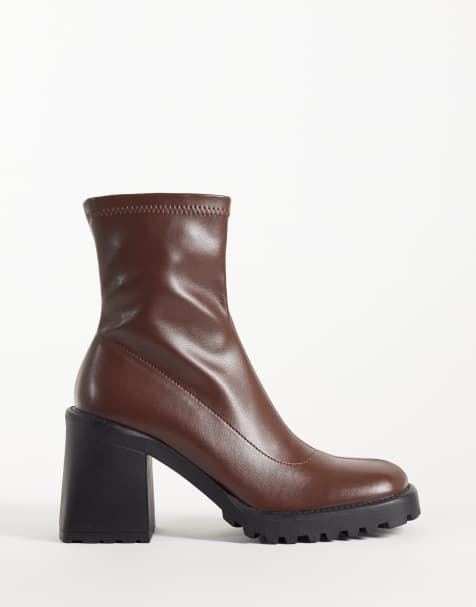RAID Riona block heeled ankle boots in brown - view 1