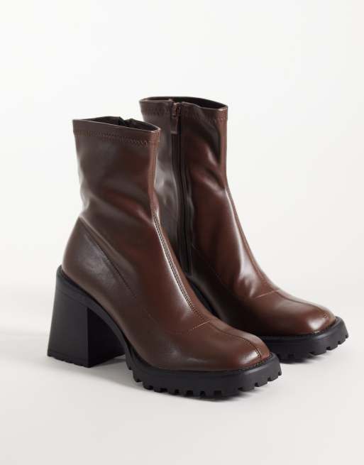 RAID Riona block heeled ankle boots in brown, 2 of 4