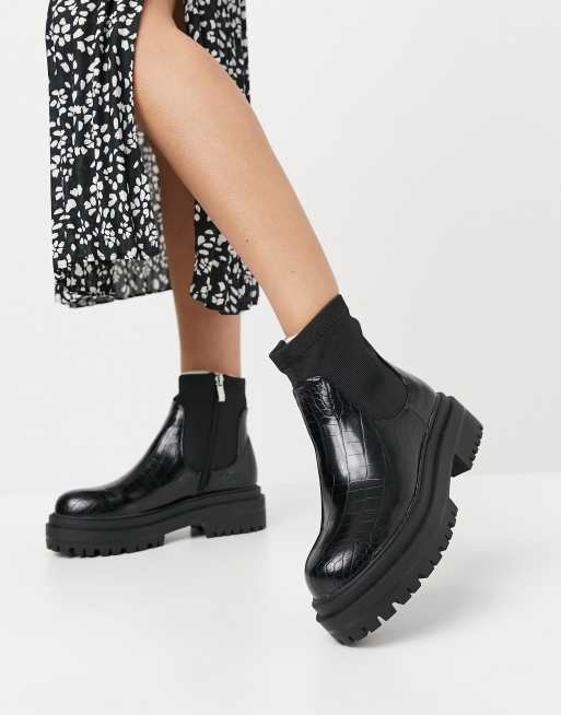 raid odessa lace up chunky shoes in black