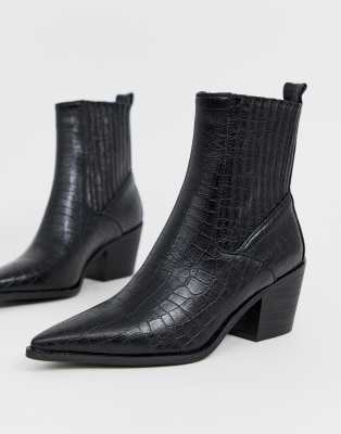 black croc western boots