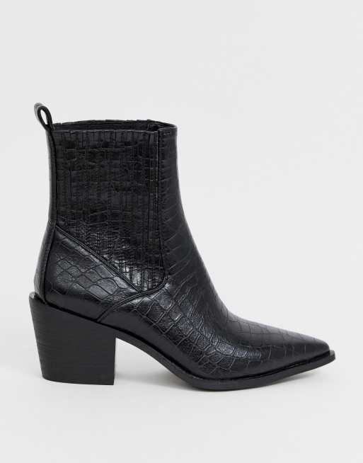 Regelmæssigt Vil have smag RAID Rocco black croc western boots | ASOS