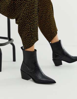 RAID Rocco black croc western boots | ASOS