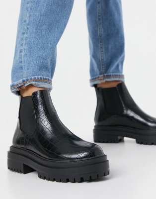 raid brazen chunky biker boots in black