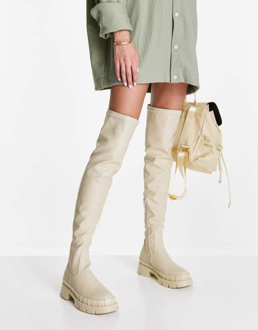 Cream suede knee hot sale high boots