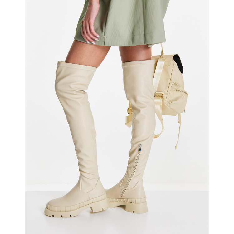 Raid Rooshi Stivali cuissard elasticizzati color crema ASOS
