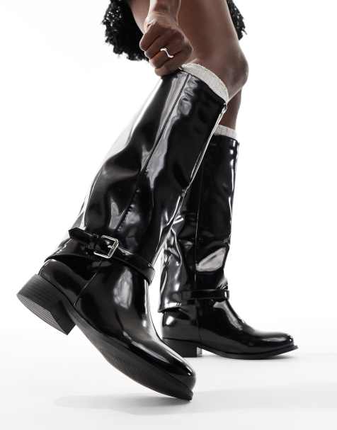 RAID - Rosenna - Bottes hauteur genou vernies style équitation - Noir - view 1