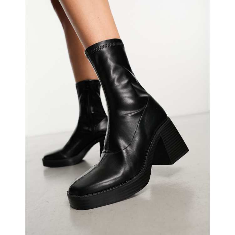 RAID Rubina mid heel platform boots in black | ASOS