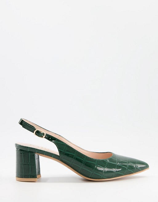 RAID Rublina heeled shoes in green croc