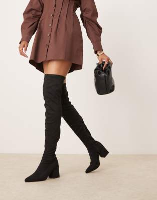 RAID Rykiel block heel over the knee boots in black