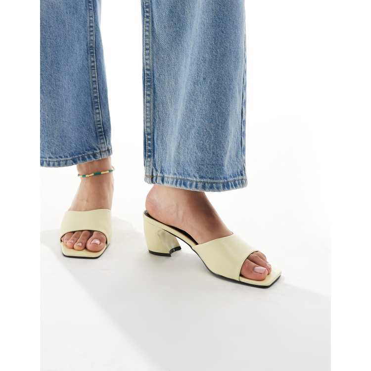 RAID Saanvi block heeled mules in butter yellow | ASOS