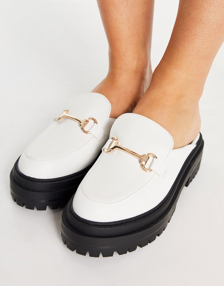 RAID Sadie chunky backless loafers in white