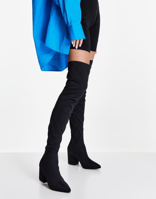 RAID Samba over-the-knee stretch boots in black | ASOS