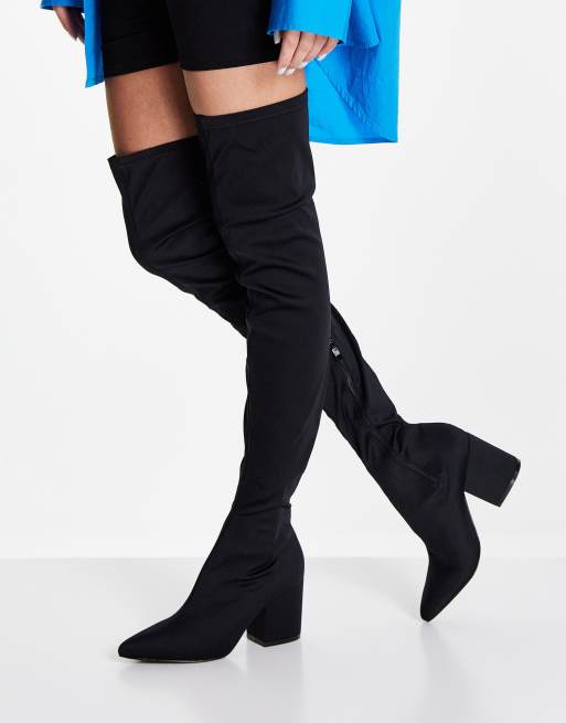 RAID Samba over the knee stretch boots in black ASOS