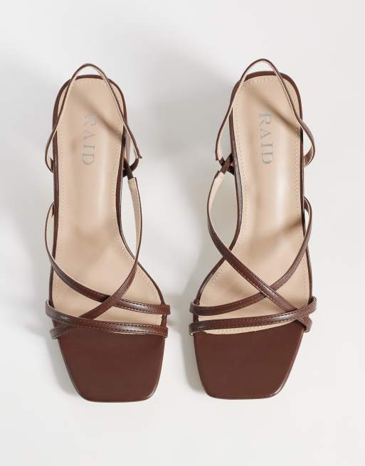 RAID sandales à talons carrés à brides Aspyn coupe large marron, 2 de 4