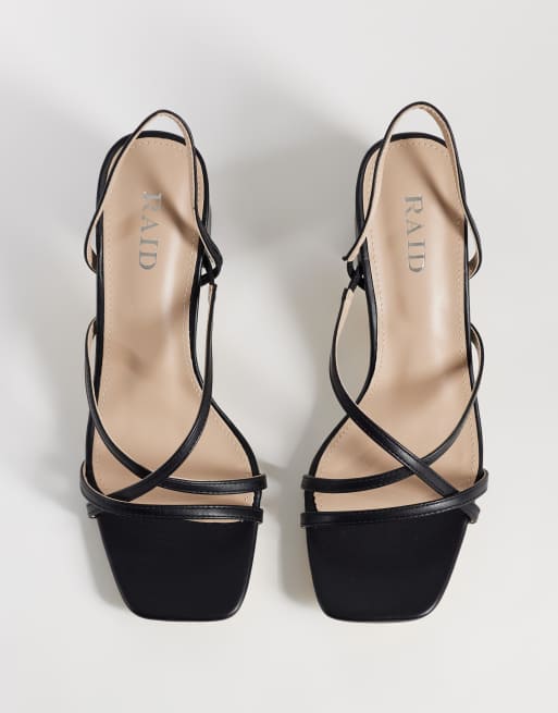 RAID - Sandalias de tacón ancho con tiras en negro, 2 de 4