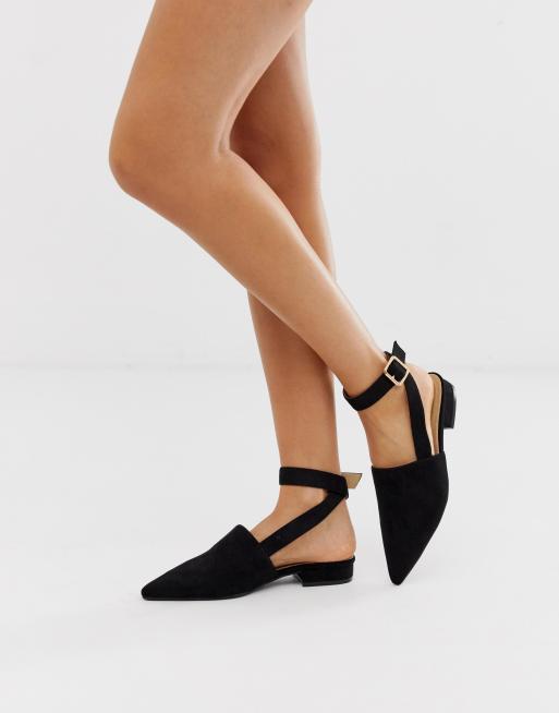 RAID Sanoura black open back flat shoes | ASOS